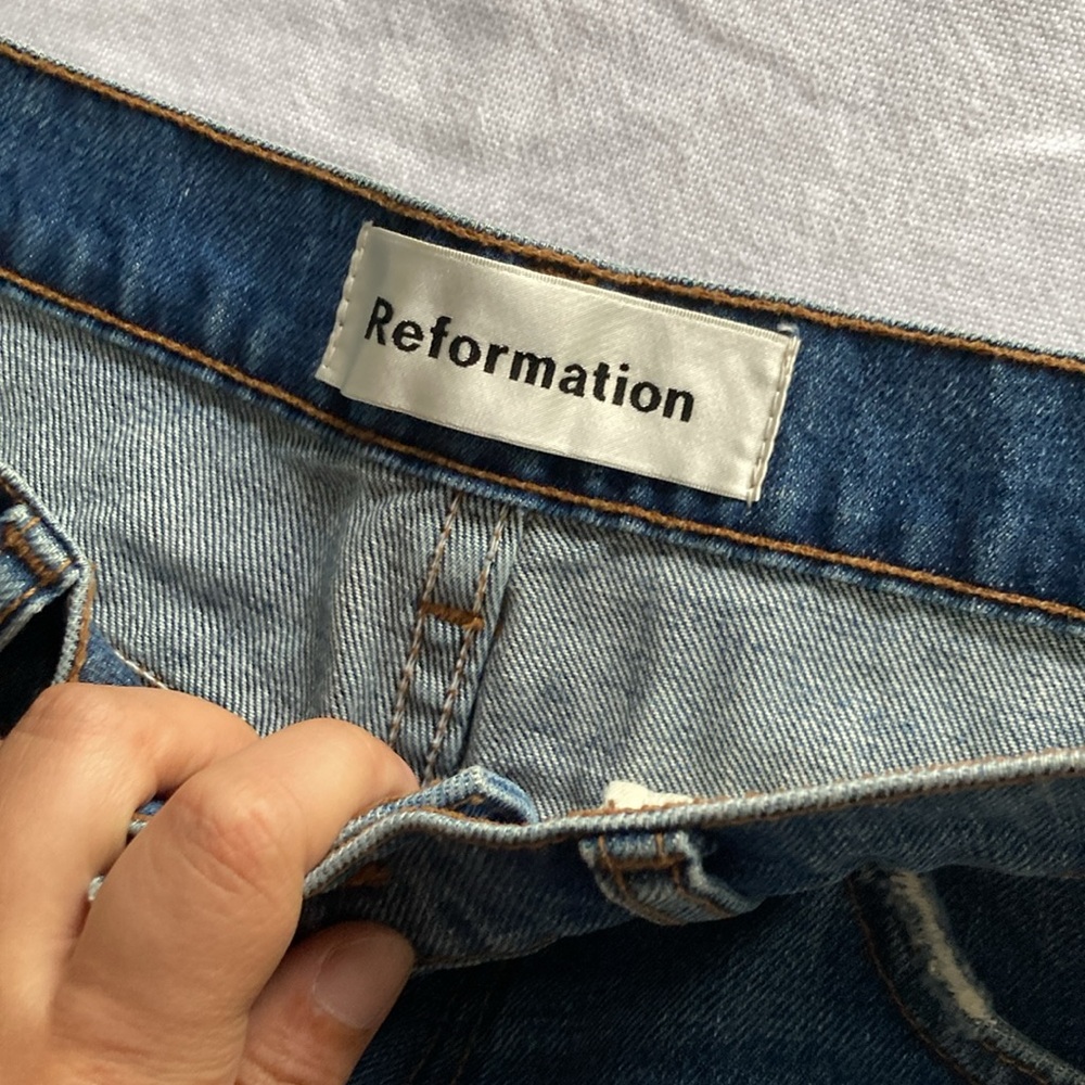 Size 26 Reformation Ella Denim Mini Skirt - Picture 3 of 5